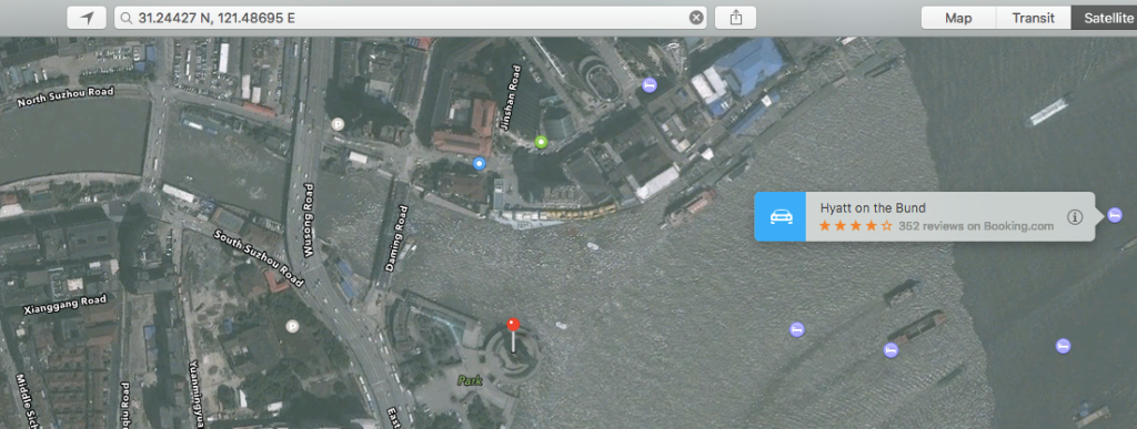 Apple Maps also mismatches satellite imagery and road maps in China. Credit: Apple Inc. 