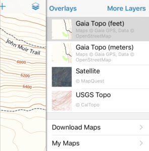View feet or meters in Gaia Topo