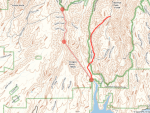 A hybrid route from Curecanti Creek to Blue Mesa Reservoir, Gunnison County, CO.