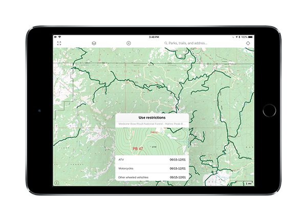 GAIA GPS USFS MVUM (motor vehicle use maps) overlay