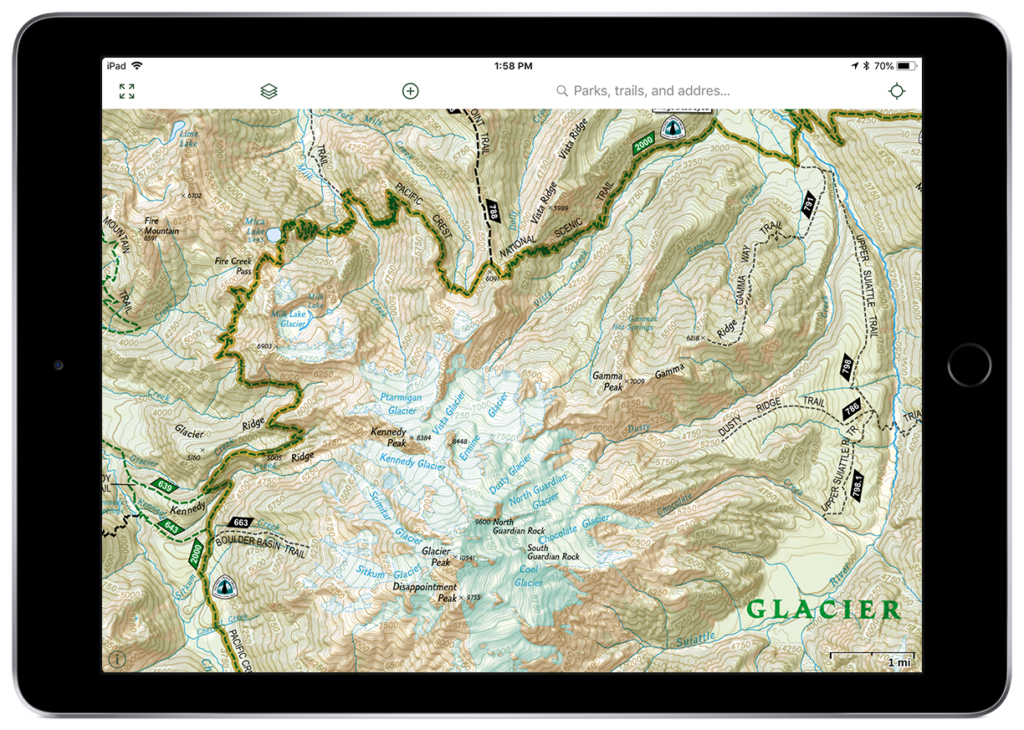 Gaia GPS National Geographic Trails Illustrated hiking map