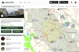 Gaia GPS Improves Search Functionality - example of Yosemite National Park result