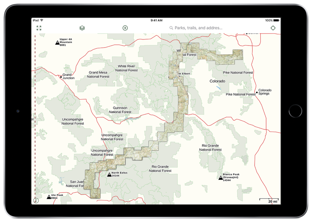 NatGeo Colorado Trail map in Gaia GPS
