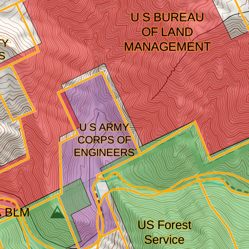 a map of private and public land boundaries 