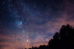 bright meteors streaking across a starry night sky