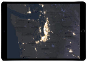 Light pollution overlay map in Gaia GPS on an ipad