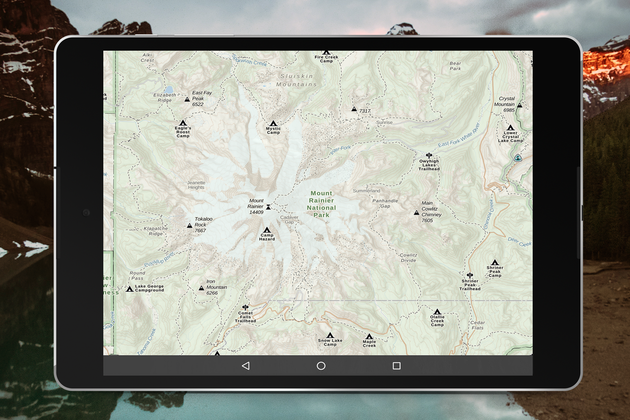 tablet featuring new Gaia GPS map