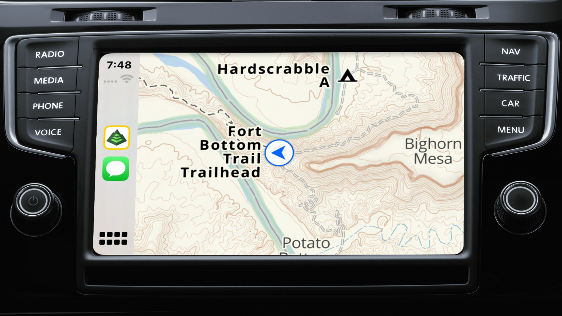 Dashboard navigation screen displaying the Gaia Topo map.