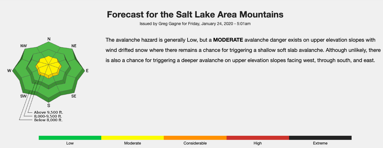 Example of a danger rose for the Salt Lake Area Mountains