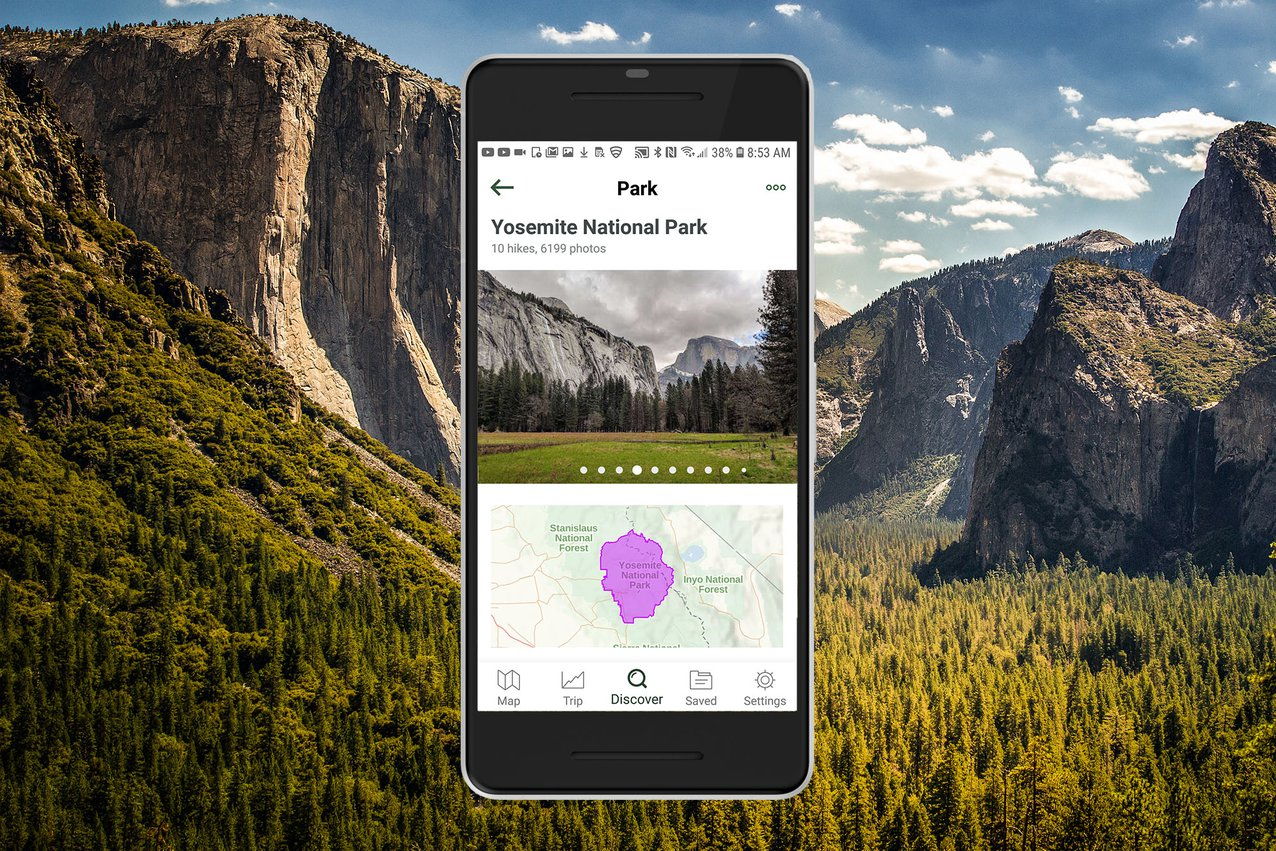 Android display of Yosemite National Park on Gaia GPS