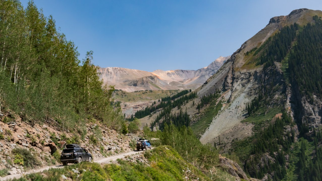 two vehicles offroading in the San Juans, Colorado