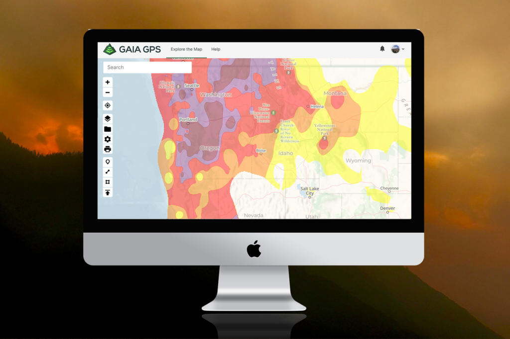 Air quality index map showing poor air quality in Oregon and Washington.