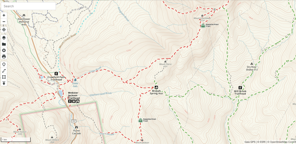 Screenshot of USFS roads and trails map.
