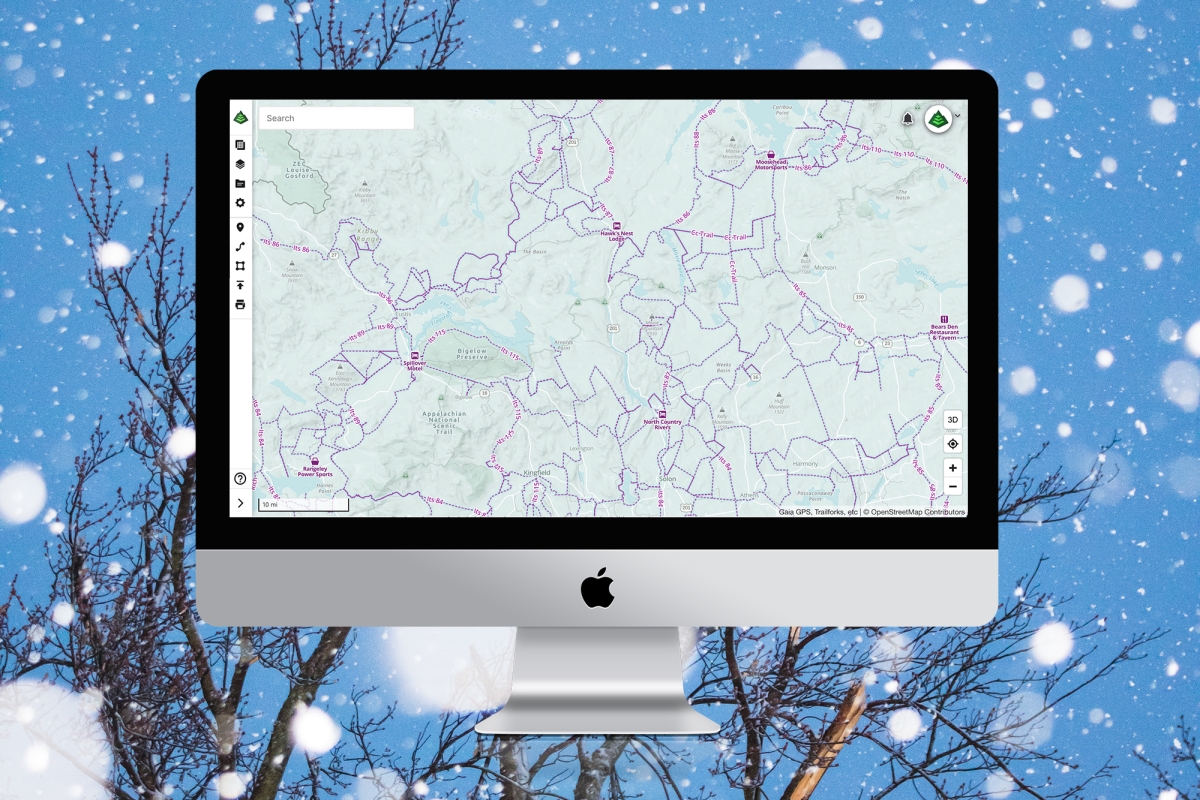 Snowmobile Trails map on  the desktop.