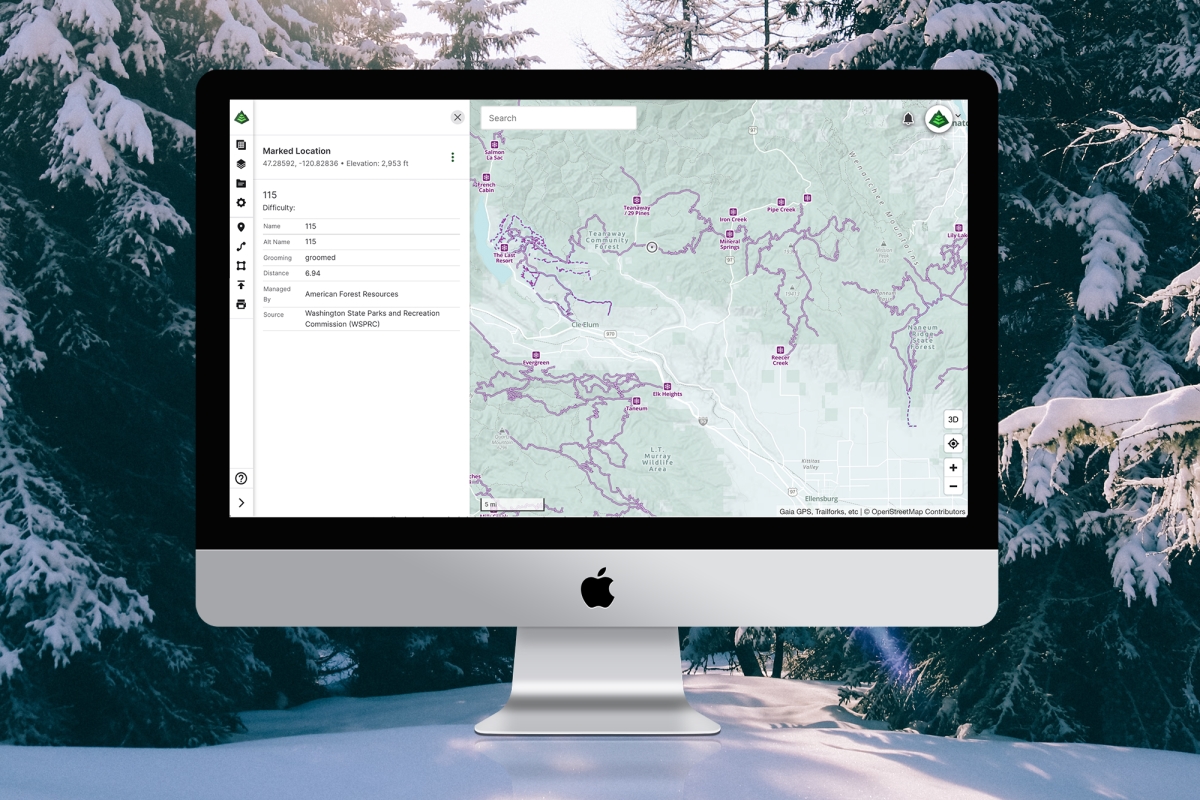 Snowmobile Trails map on desktop.
