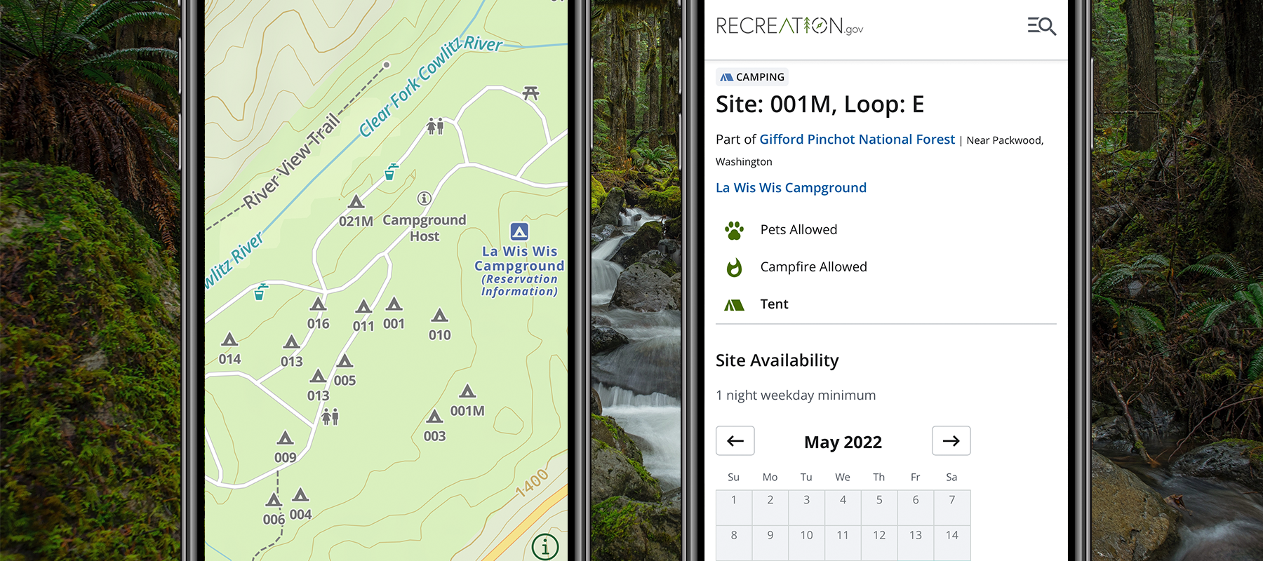 rec.gov reservations in Gaia Topo